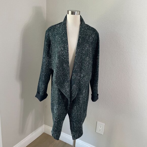 Chicos Travelers Womens XL Green Open Front Crinkled Open Cardigan Jacket - Picture 1 of 10
